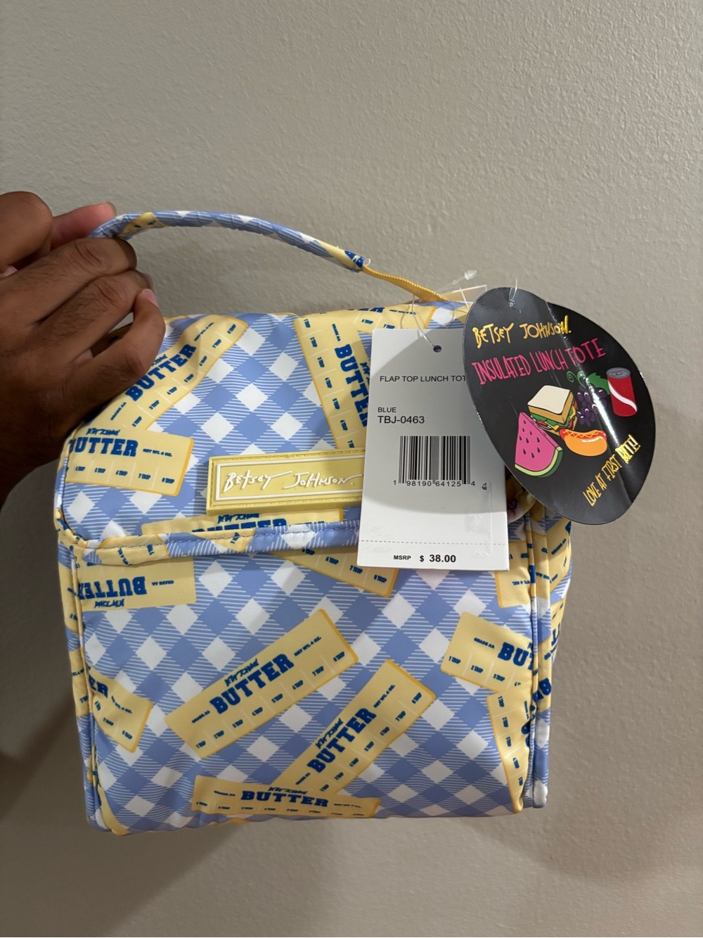 Betsey Johnson Blue & Yellow Butter-Print Insulated Lunch Tote